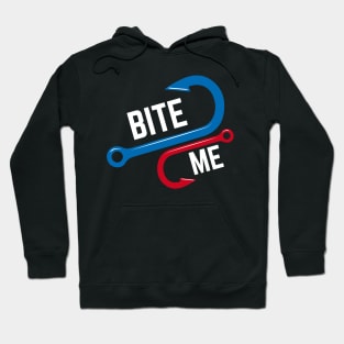 Bite Me Funny Fishing Hook Humor Retro Style Hoodie